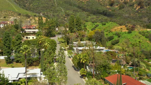 Aerial Flyover Luxury Homes Hollywood Hills California