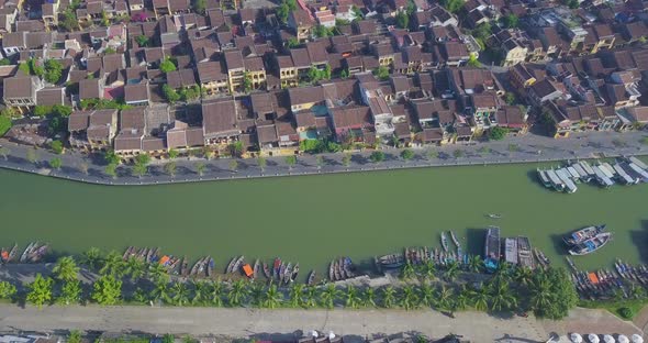 Aerial view panorama of Hoi An old town or Hoian ancient town