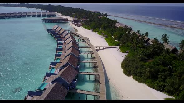 Aerial top view sky of marine shore beach time by blue sea with white sandy background of a dayout a