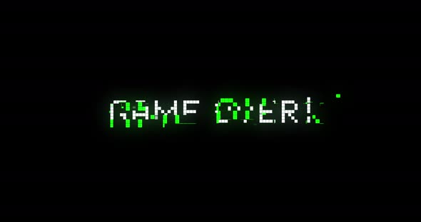 Game over text flickering against black background