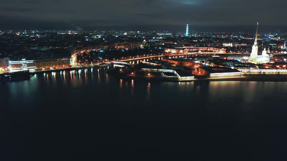 Aerial View of Neva River with Peter and Paul Fortress in the Background, St Petersburg, Russia