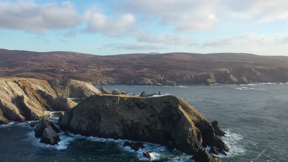 Aerial View of the Beautiful Coast By Port in County Donegal - Ireland