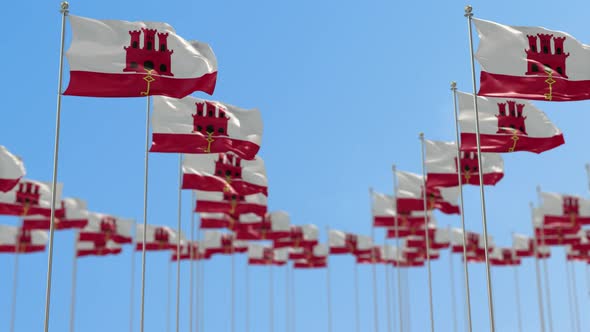 Gibraltar Row Of National flags Walk Throw Animation