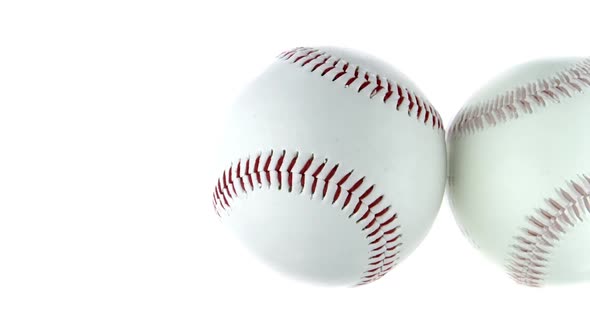 Vertical Video Baseball Ball Reflecting in Glass Table Spinning Rotating 360 Isolated on White