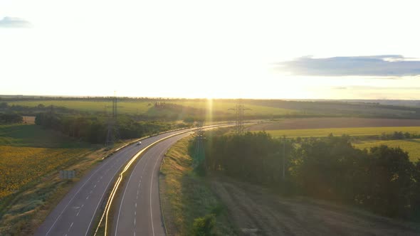 Highway Road And Sunflower Field 9