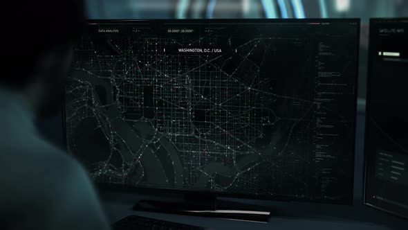 Satellite Network For Location Analysis Discovers Transport Vehicles On Map alt