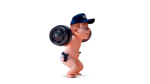 Fun 3D cartoon of a fitness baby