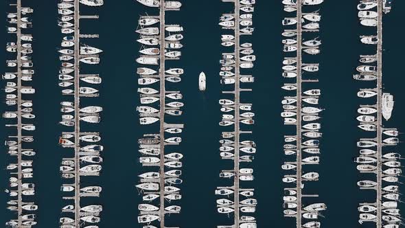 Top Down Aerial Yachts at Port