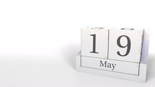 May 19 Date on Wood Bricks Calendar