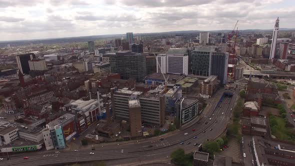 Birmingham Queens Way tracking shot Aerial View