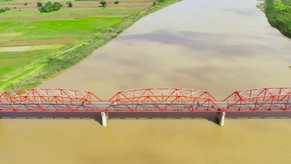 Bridge Over the Cagayan River, Philippines, Aerial View.