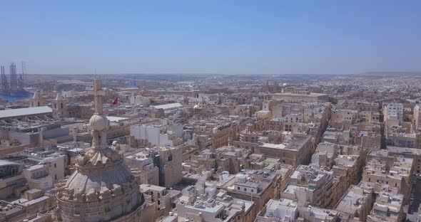 Aerial View of the Main Cathedral in Valetta, Malta. 