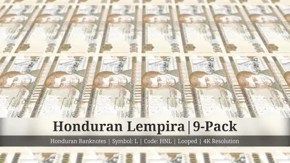 Honduran Lempira | Honduras Currency - 9 Pack | 4K Resolution | Looped