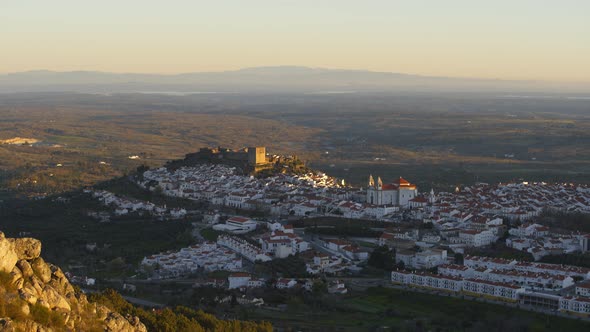 Castelo de Vide in Alentejo, Portugal from Serra de Sao Mamede mountains