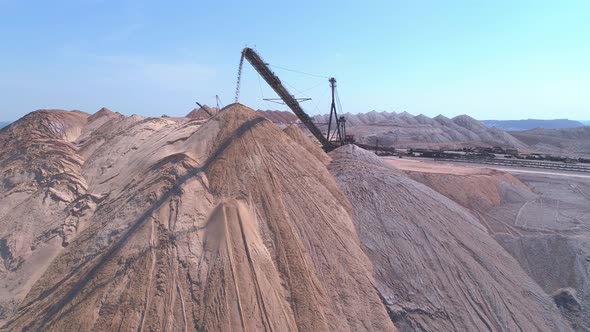 Conveyor Console of the Spreader During Operation. Transportation of an Empty Rock To a Dump