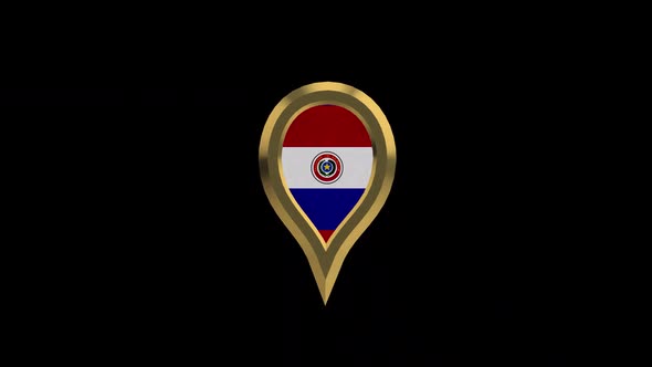 Paraguay 3D Rotating Location Gold Pin Icon