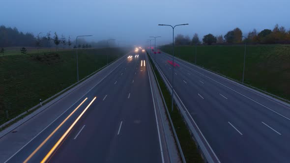 Morning traffic on the highway, time-lapse