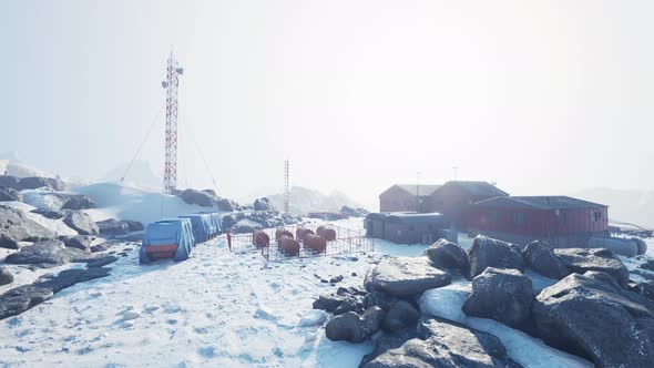 View of Old Antarctic Base at South Pole Station in Antarctica