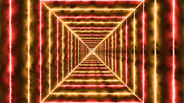 Brown Red Fire Square Tunnel Animated Background