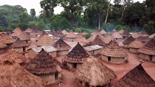 Drone view of an African village