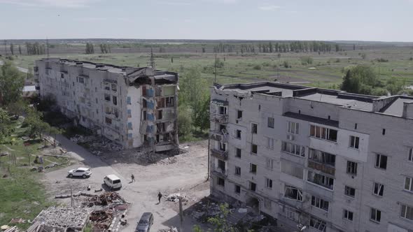 Borodyanka Ukraine  a Destroyed Building During the War Bucha District