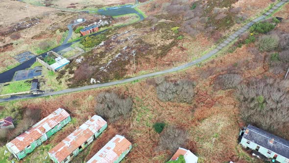 Aerial View of the Derelict Buildings of Fort Dunree and Lighthouse, Inishowen Peninsula, County