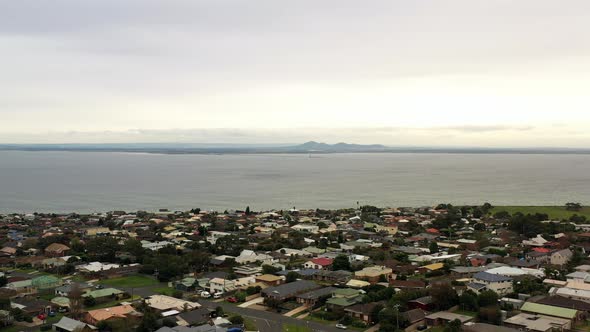 AERIAL Over Coastal Village Of Clifton Springs, Victoria Australia