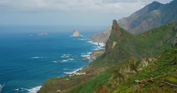 Rocky Green Coast Mountain Coastline in the North of Tenerife