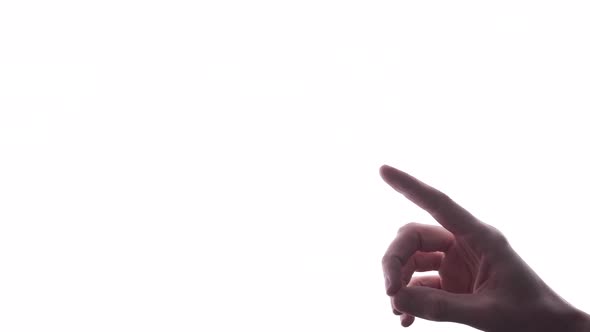 Person does hand gesture with bright white backdrop 2