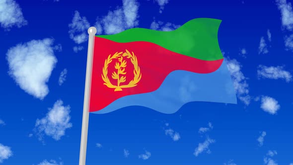 Eritrea Flaying National Flag In The Sky