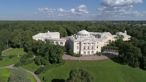 Flight Over Palace in Pavlovsky Park, Russia