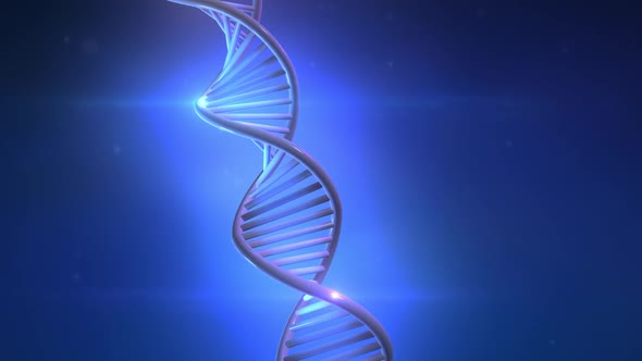 DNA Strand 3D Model On Blue Background HD