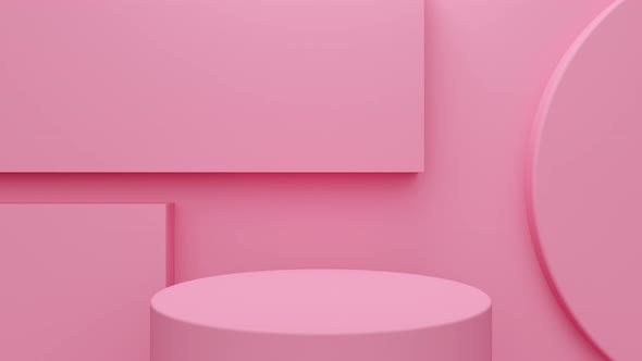 Pink Podium and a Wall with Figures