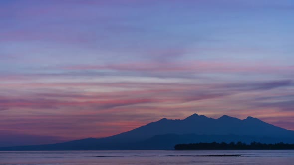 Colorful Timelapse of Daylight Changing in Tropical Island Arounded By Ocean Waves and Cloudscape