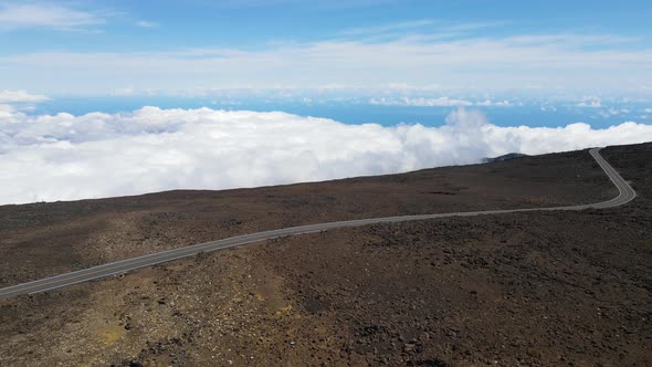 Haleakala Volcano Mountain Peak on Hawaii Island of Maui, Aerial