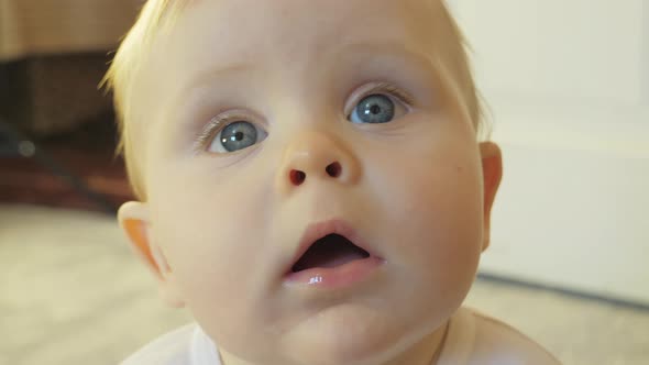 Child's Face Portrait Close Up View