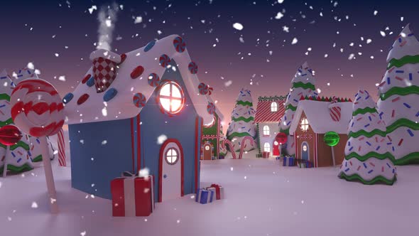 Animation of a snowy city during Christmas