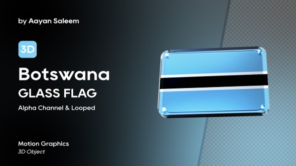 Botswana Flag 3D Glass Badge