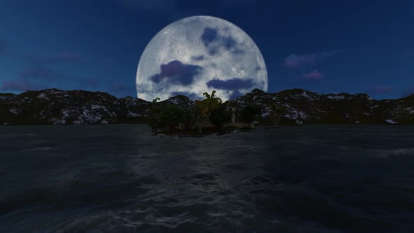 Panorama of the full moon at nigh