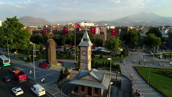 Modern City Lifestyle In Turkey With Turkish Flags