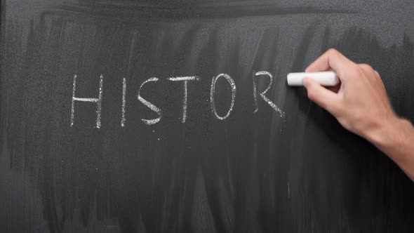 History written on chalkboard.
