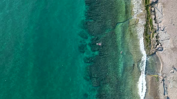 Awesome azure sea texture aerial view 4 K Turkey Alanya