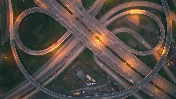 4K : Aerial time lapse in motion drone shot of freeway and interstate traffic