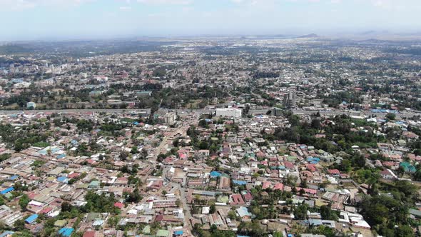 Slow Pan Up To Reveal Tanzanian Town of Arusha in Africa