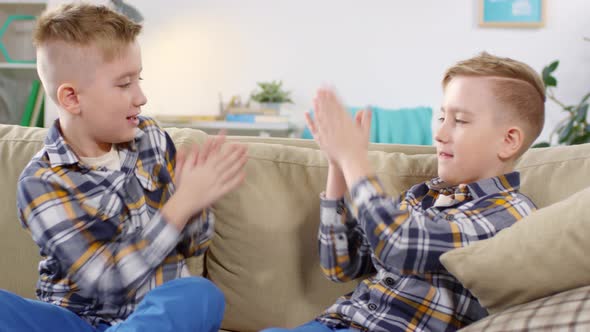 Twin Boys Playing Clapping Game