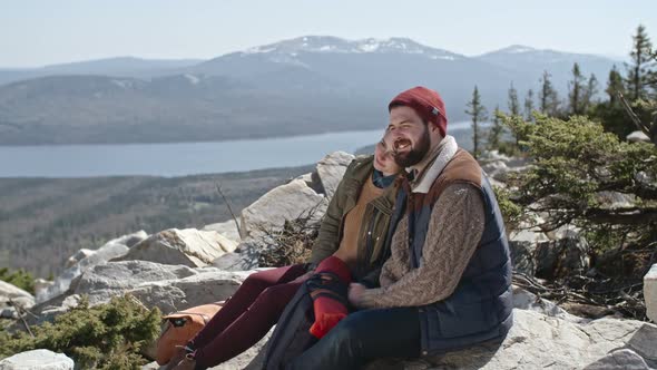 Happy Couple on Romantic Date on Nature