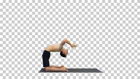 Yogi doing camel yoga pose, Alpha Channel