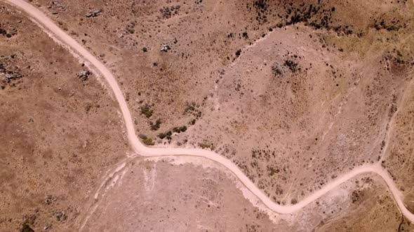 Gravel road top down aerial