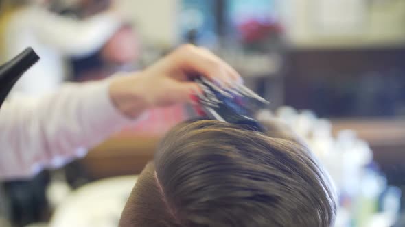 Young Man Getting Haircut and Hairstyle