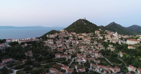 Aerial view of Lastovo, Dubrovnik province, Croatia.